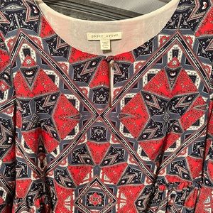 Paper crown brand tunic dress, navy and red, lined lightweight